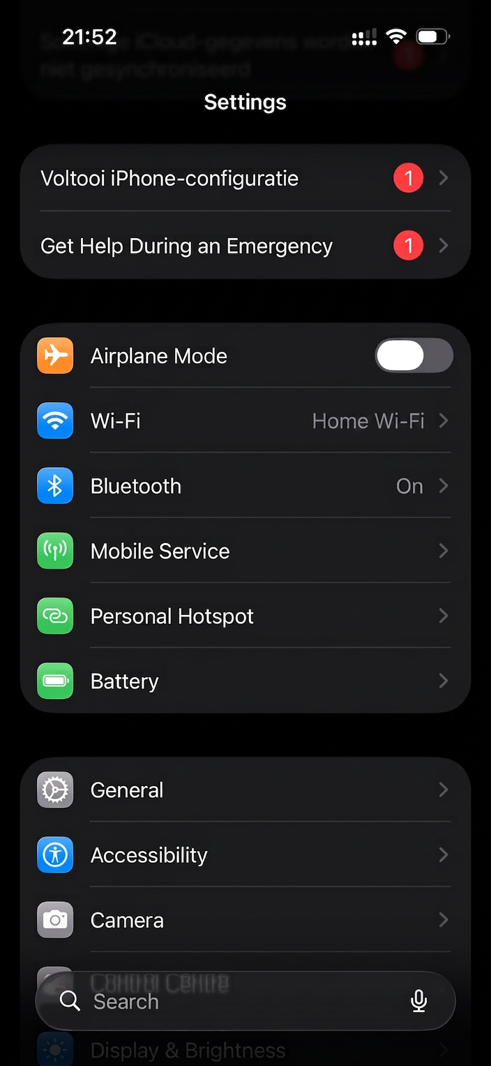 1. Open Settings → Mobile Service